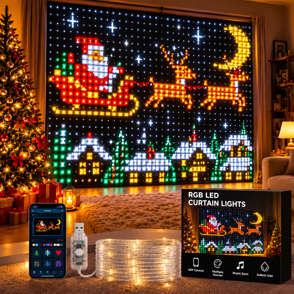 Smart RGB LED Curtain Lights – 400 LEDs, App & Remote Control