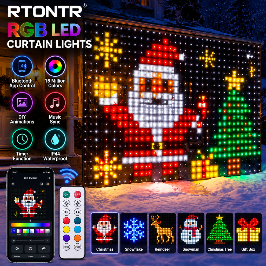 Smart RGB LED Curtain Lights – 400 LEDs, App & Remote Control
